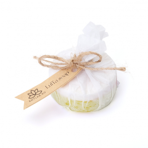 Luffa (loofah) szivacsos natúr kézműves szappan, 60 g :: Sárga