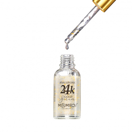 Momirov Cosmetics arcszérum 24K aranyrészecskékkel és hialuronsavval, 30 ml