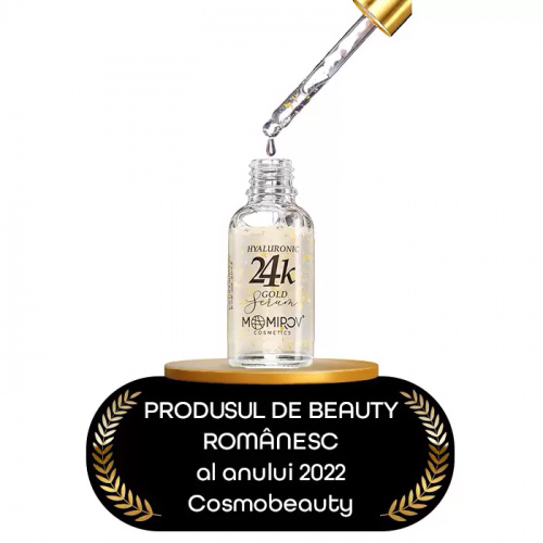 Momirov Cosmetics arcszérum 24K aranyrészecskékkel és hialuronsavval, 30 ml