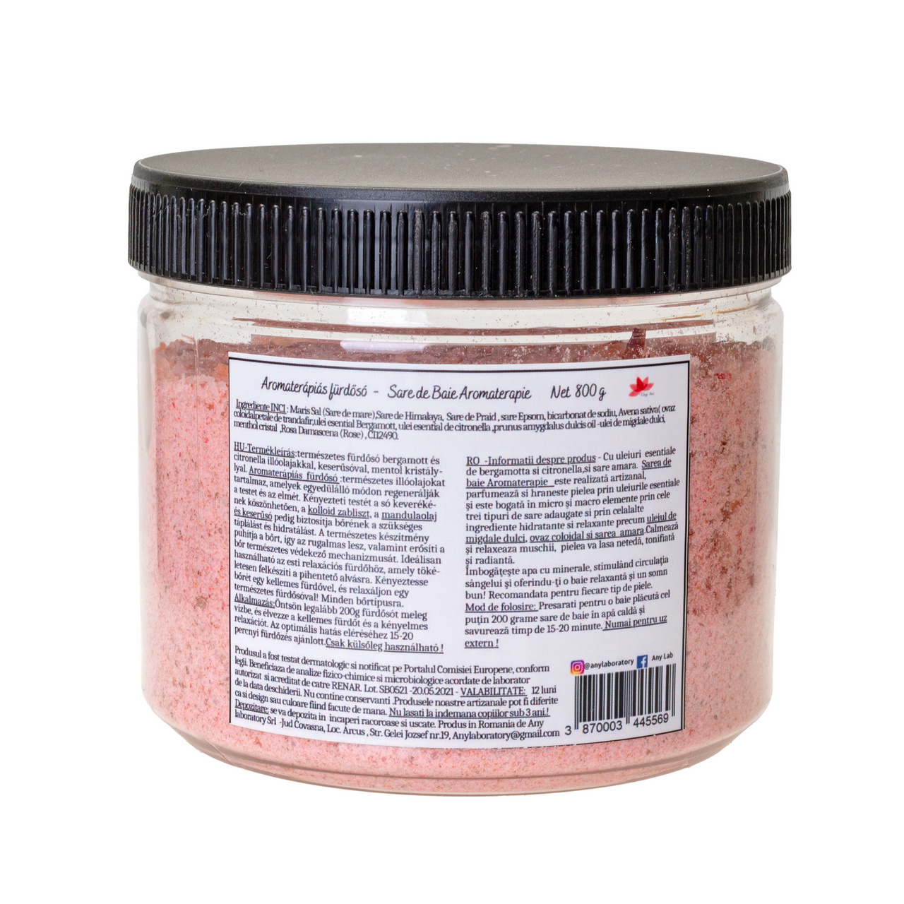 Aromaterápiás fürdősó kererűsóval, bergamott, 800 g