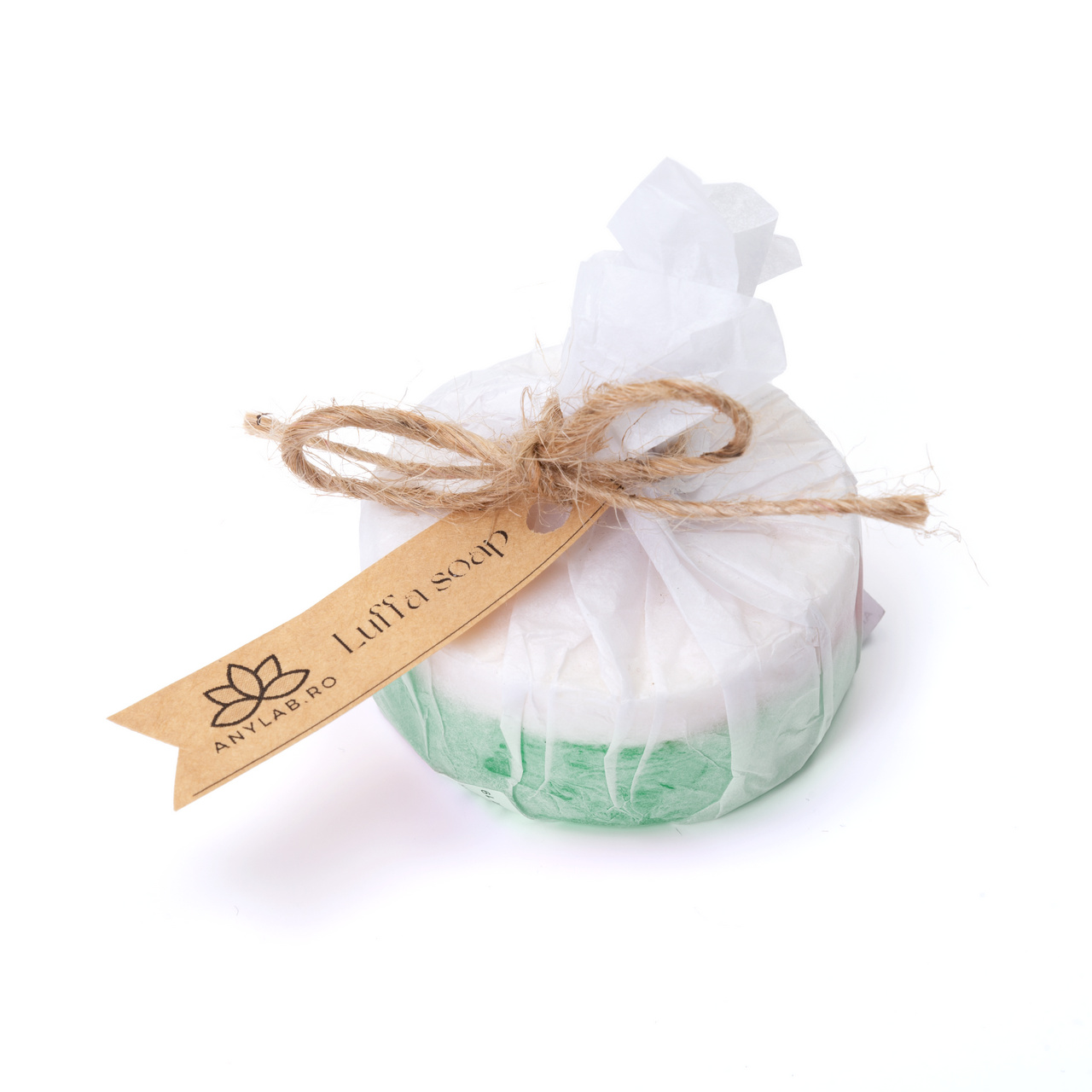 Luffa (loofah) szivacsos natúr kézműves szappan, 60 g :: Zöld