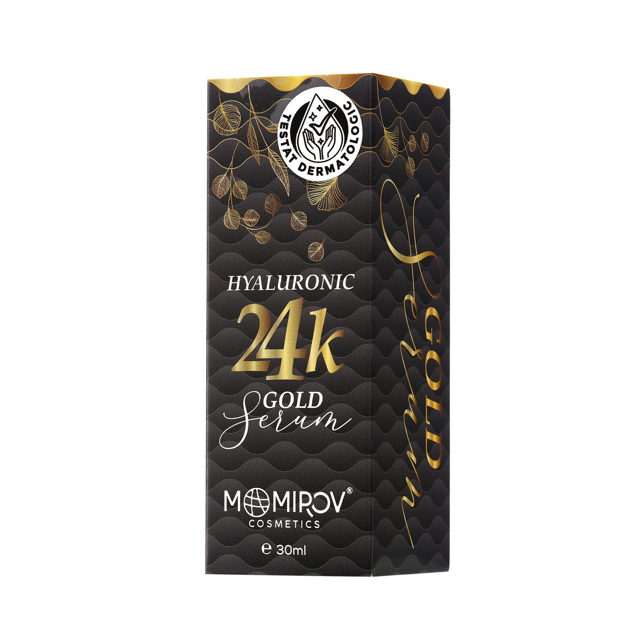 Momirov Cosmetics arcszérum 24K aranyrészecskékkel és hialuronsavval, 30 ml