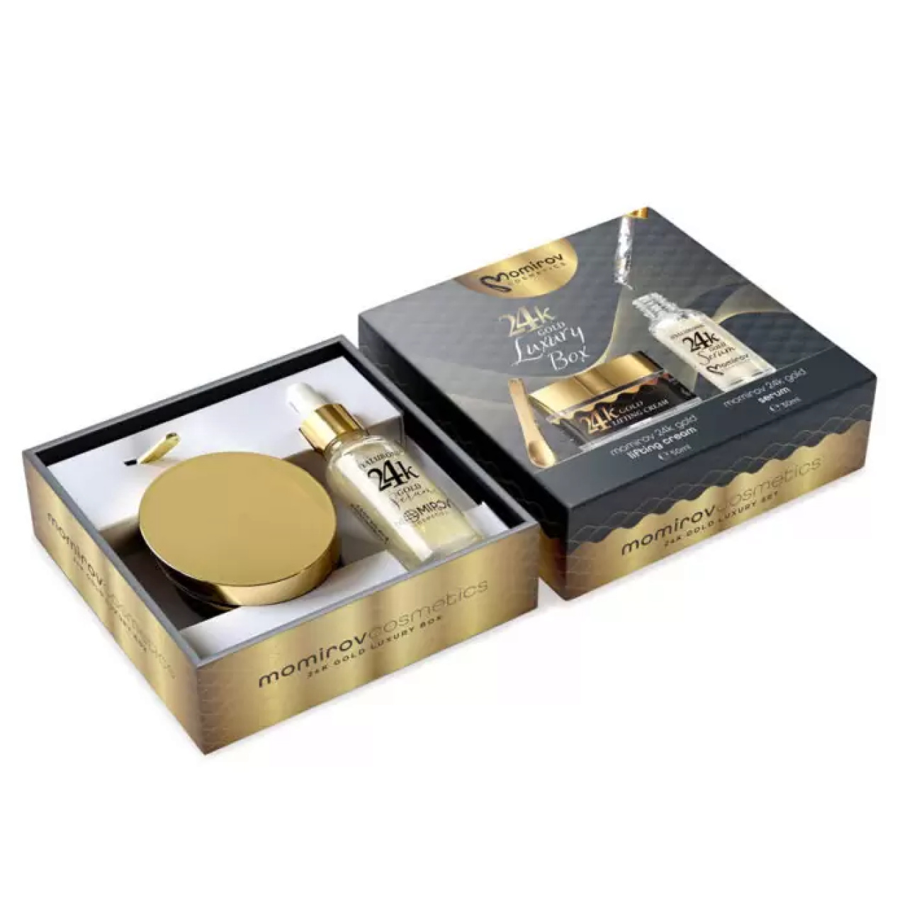 Momirov Cosmetics Luxus doboz 24K-os aranykolloiddal, esti bőrápoláshoz