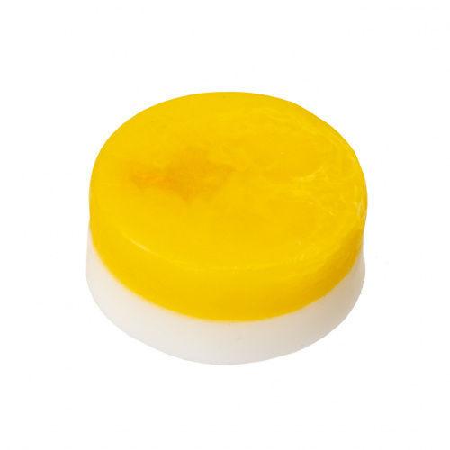 Săpun natural cu parfum floral-citric, cu burete loofah (lufa) și uleiuri esențiale, 60 g :: Galben